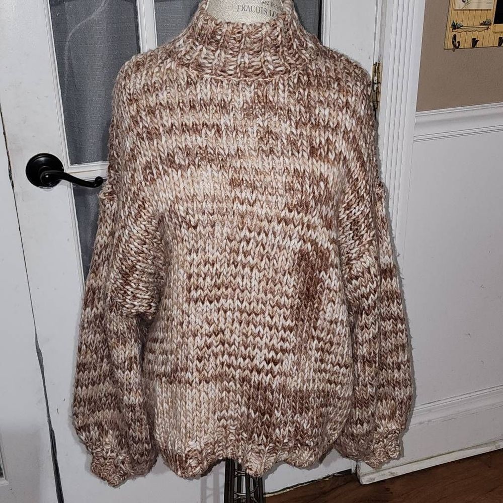 Show Me Your Mumu Womens Brown Oakwood Knit Jude Sweater Medium